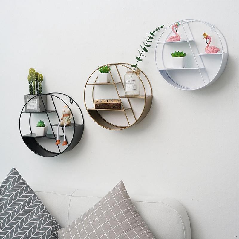 Steel Wall Mounted Decorative Round Wall Shelf Home Organization ...