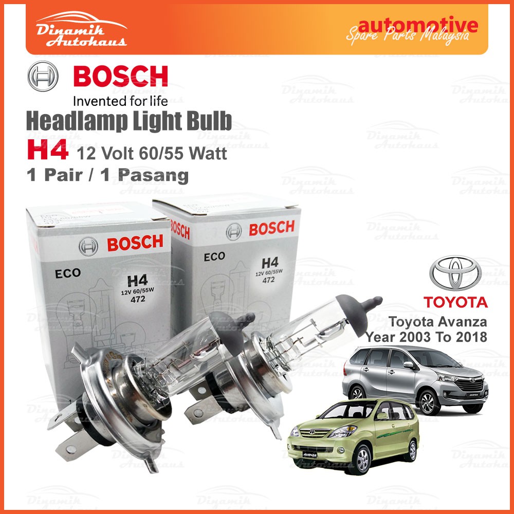 Toyota Avanza Year 2003 To 2018 Car Headlamp Halogen Head Light Bulb ...