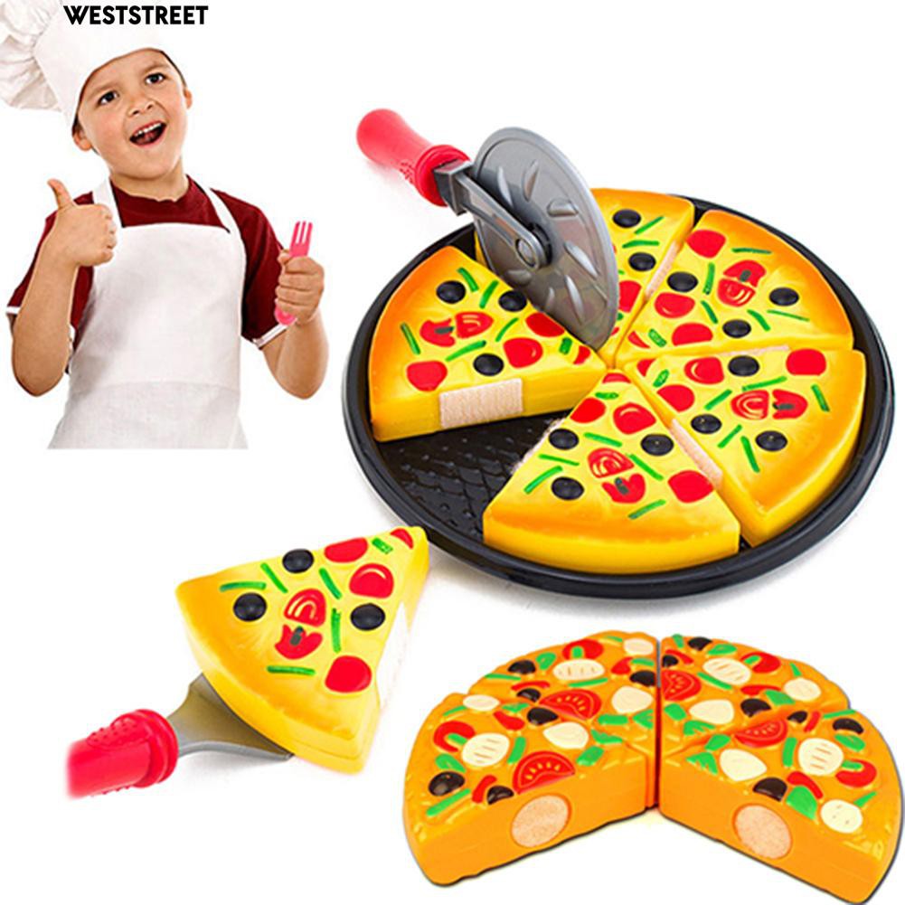 Child Kitchen Simulation Pizza Party Fast Food Slices Cutting Play Food ...