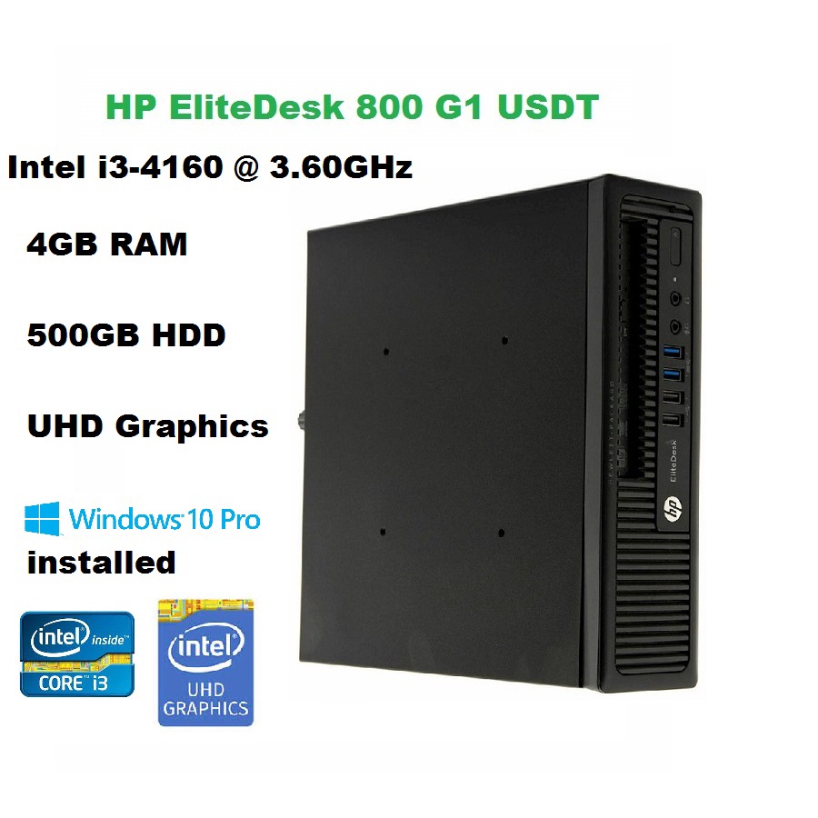 HP ELIETE DESK 800 G1 INTEL CORE i3-4TH GEN/4GB RAM/500GB HDD/WIN 10 ...