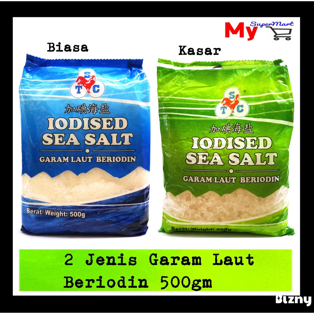 MY 2 Jenis STC Garam Kasar Halus Laut Beriodin 500gm Iodised Sea Salt ...