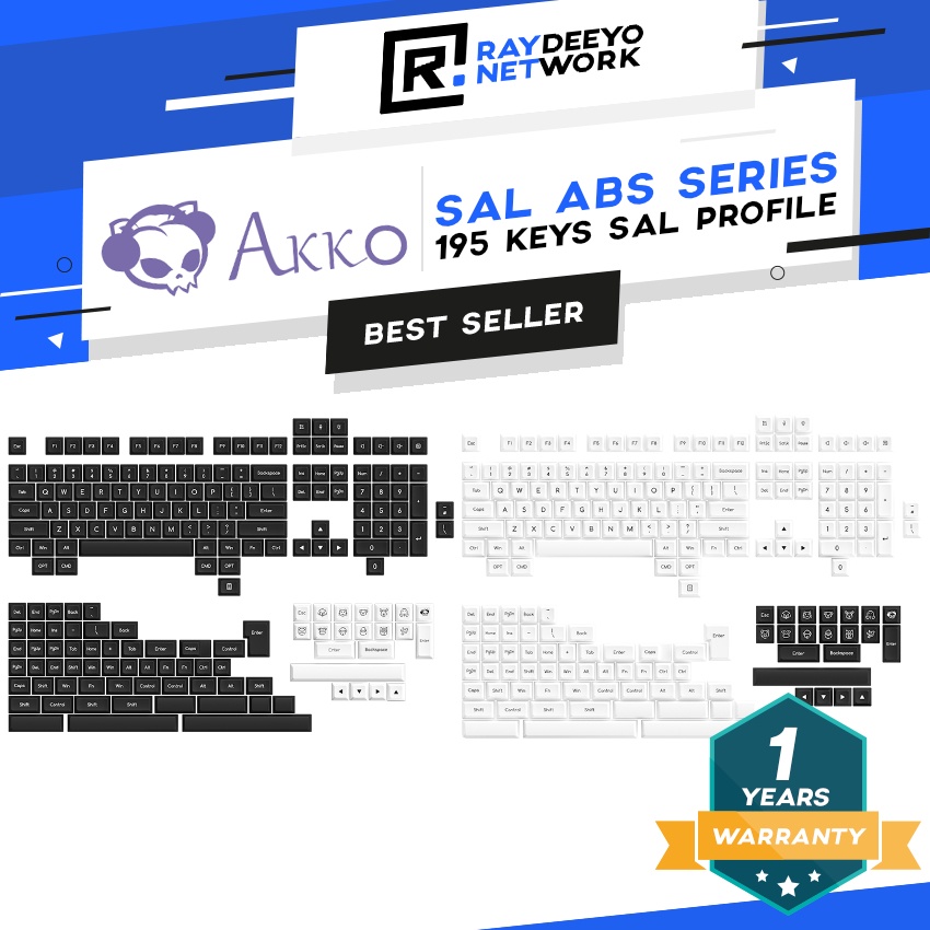 Akko Black on White / White on Black Keycap Set [SAL Profile 195 Keys ...
