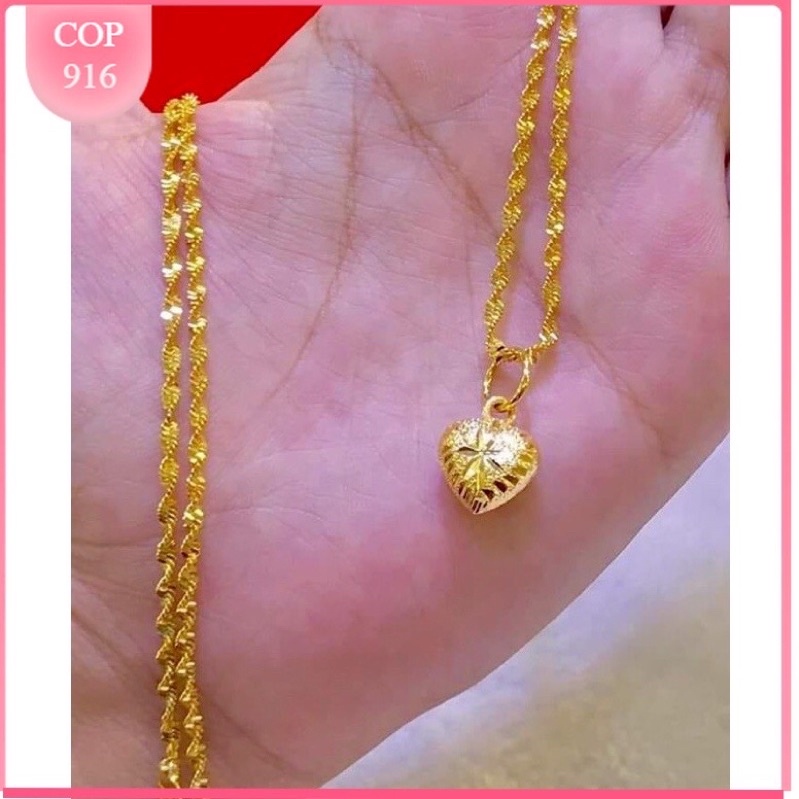 🔥rantai Leher Loket Love 916 Emas Korea Viral Necklace Dewasa Dan