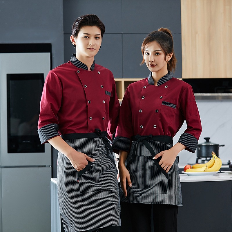 Chef Uniform Chef's Work Clothes Long Sleeved Cake Shop Baker's Work ...