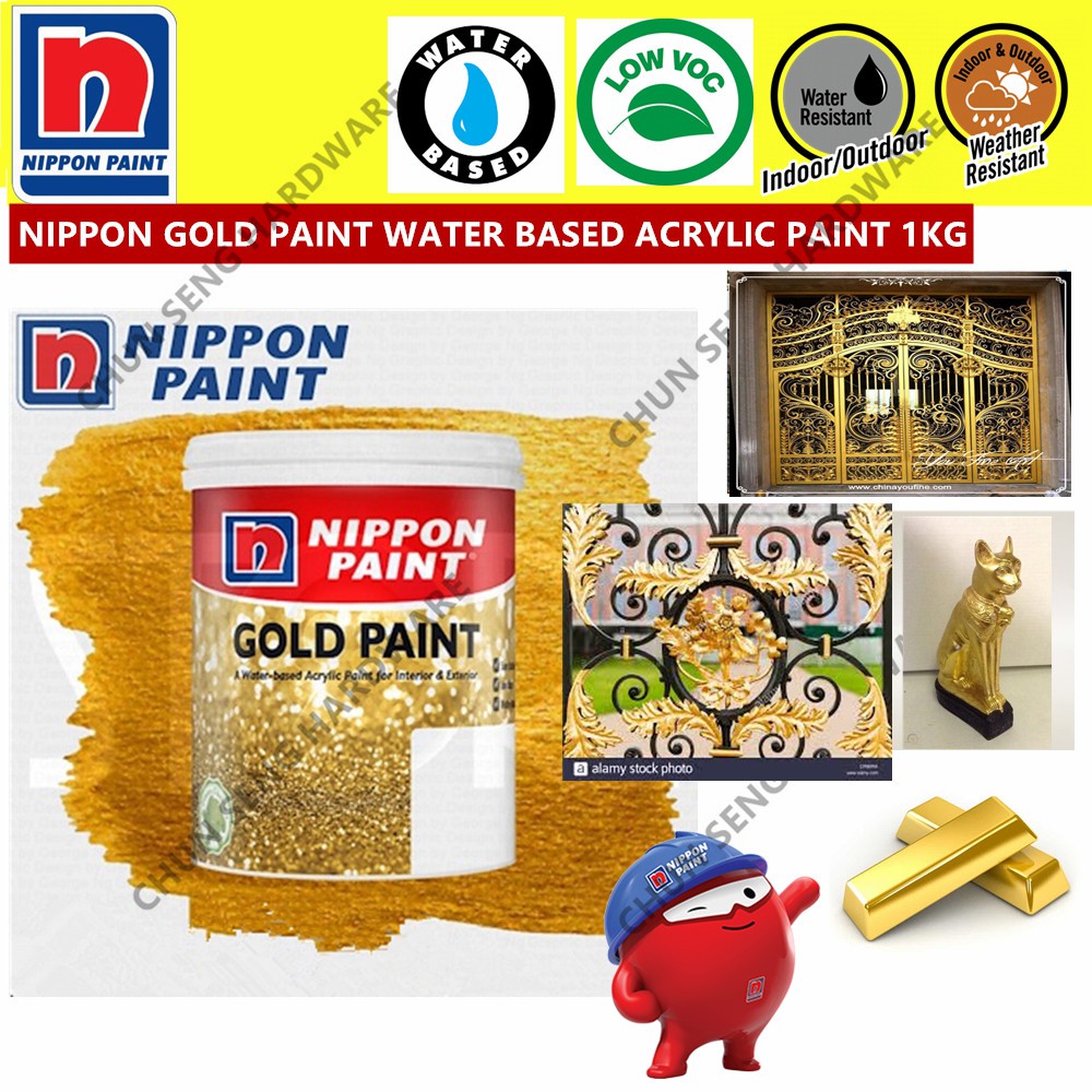 NIPPON Gold Paint Acrylic Paint Water Based Interior & Exterior 1 KG