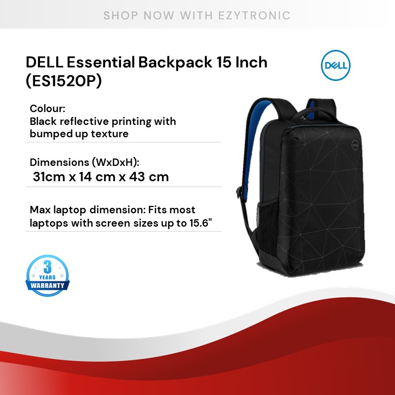 DELL ESSENTIAL BACKPACK 15 INCH (ES1520P) | Shopee Malaysia