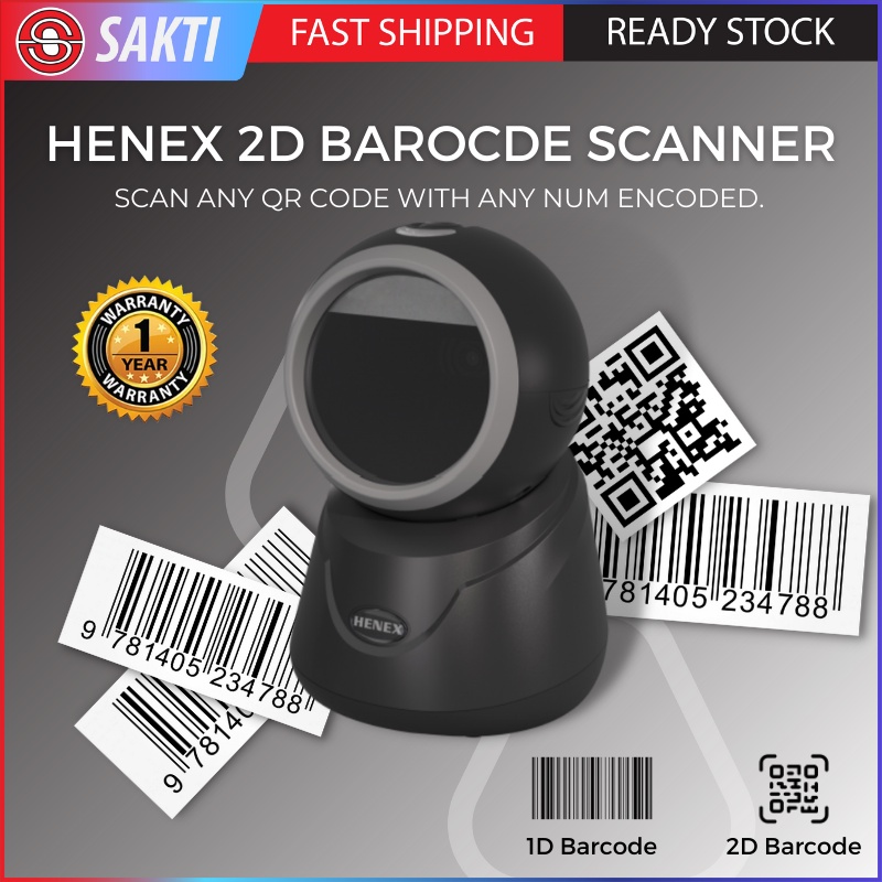HENEX 2D Table Barcode Scanner / QR Code Scanner / Phone QR Code ...