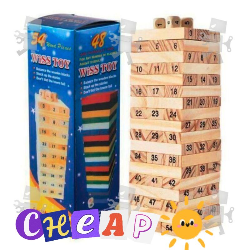 Wiss Tower Stacker Game/Jenga Wooden Toy Stacking Blocks (Small Set