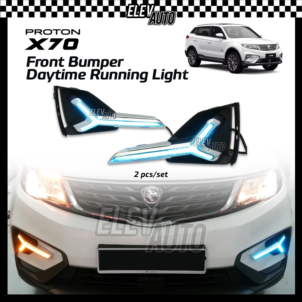 Proton X70 LED Front Bumper DRL Daylight Fog Light TriColour Bodykit