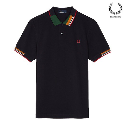 ORIGINAL Fred Perry Abstract Collar Tipped MOD Polo Shirt M5505 Black ...