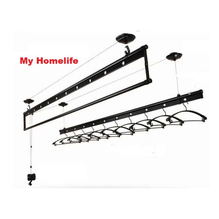 3 Rod Tracks Ceiling Lifting Clothes Hanger / 2400MM/ Lifting Drying Rack Aluminium Shopee