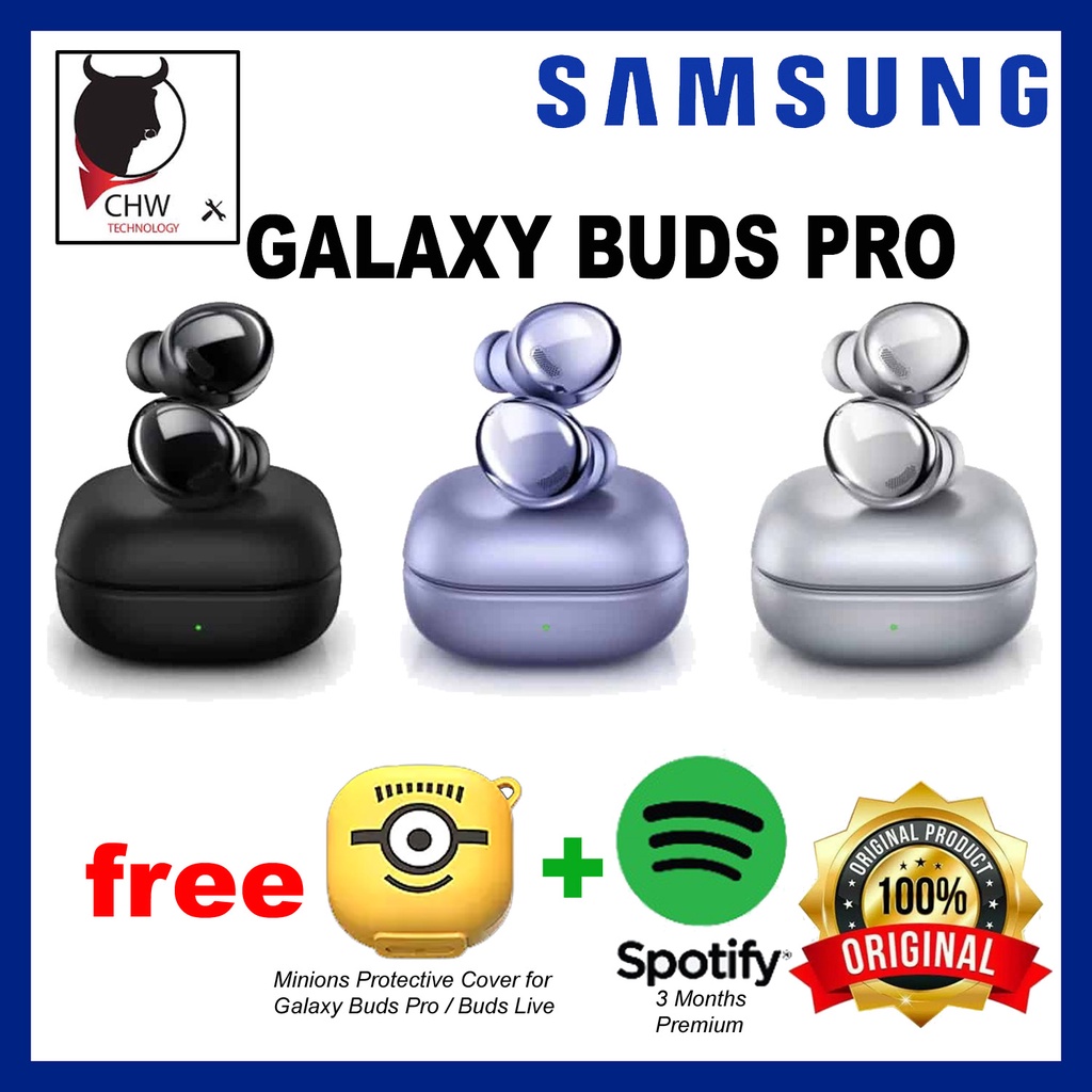 SAMSUNG ORIGINAL MALAYSIA GALAXY BUDS PRO SUPER CLEAR VOICE FREE MINIONS PROTECTIVE COVER SPOTIFY MONTHS PREMIUM