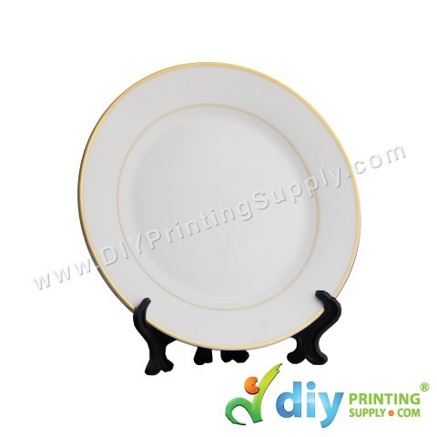 8 inch Sublimation Ceramic Plate Coated Gold Rim