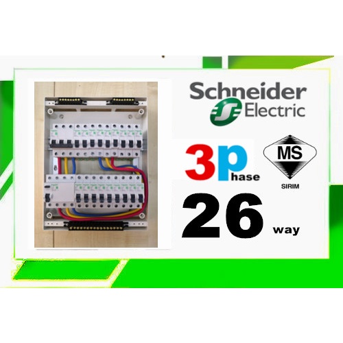 26 - 39 Way Schneider Easy9 Distribution Box DB - Full Set -3 Phase 63a ...