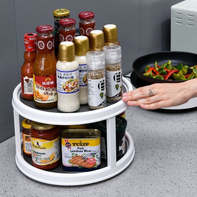 360 Rotation Double Layer Cabinet Organizer Spice Storage Rack Pantry ...