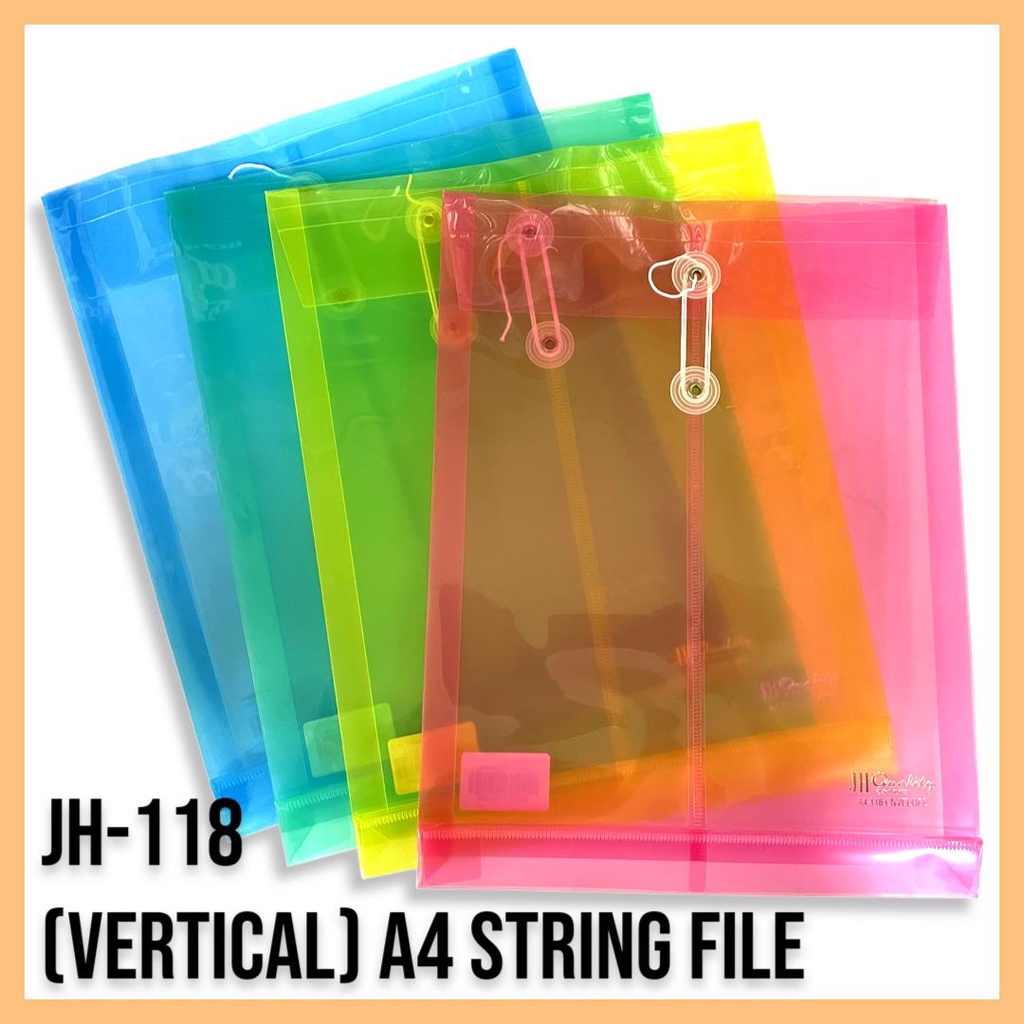 JOO HUAT JH-118 A4 STRING FILE - VERTICAL Colour Transparent File ...