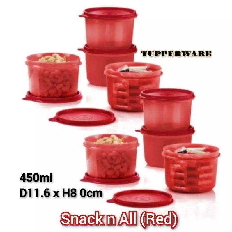 TUPPERWARE | Snack n All | Red | 450ml | set of 2pcs | Shopee Malaysia
