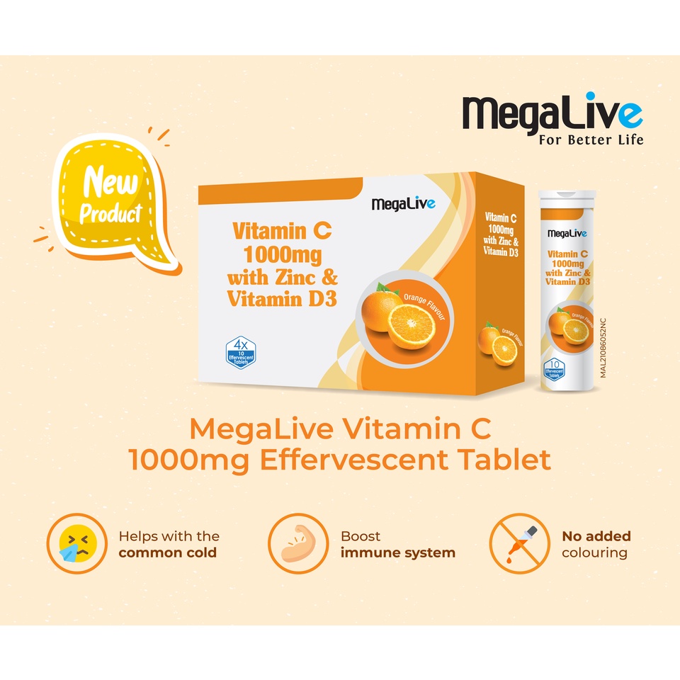 MEGALIVE EFFERVESCENT VITAMIN C 1000MG | Shopee Malaysia