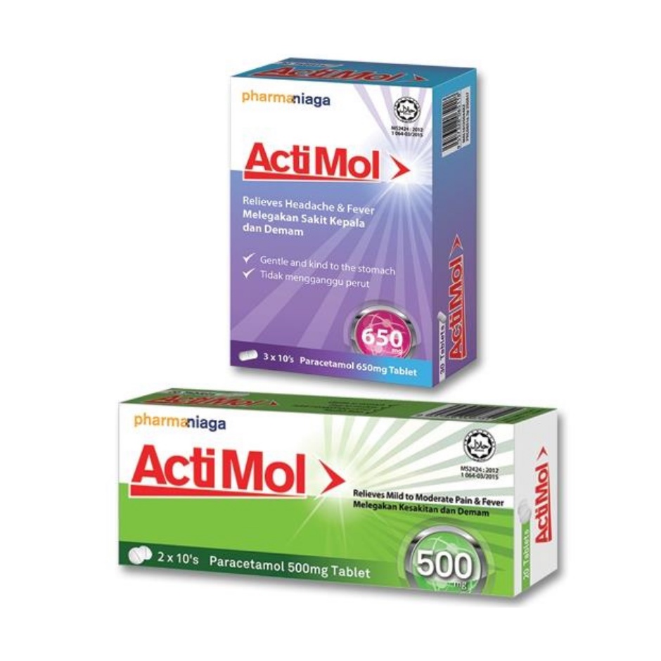 Pharmaniaga Paracetamol ActiMol 650mg / 500 Mg Tablet 10's (1 Strip ...