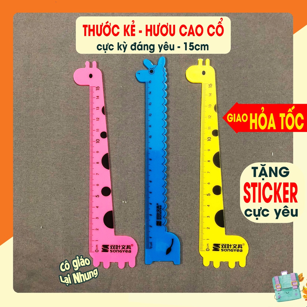 [Free Sticker] Extremely cute giraffe and elephant ruler 15cm | Shopee ...