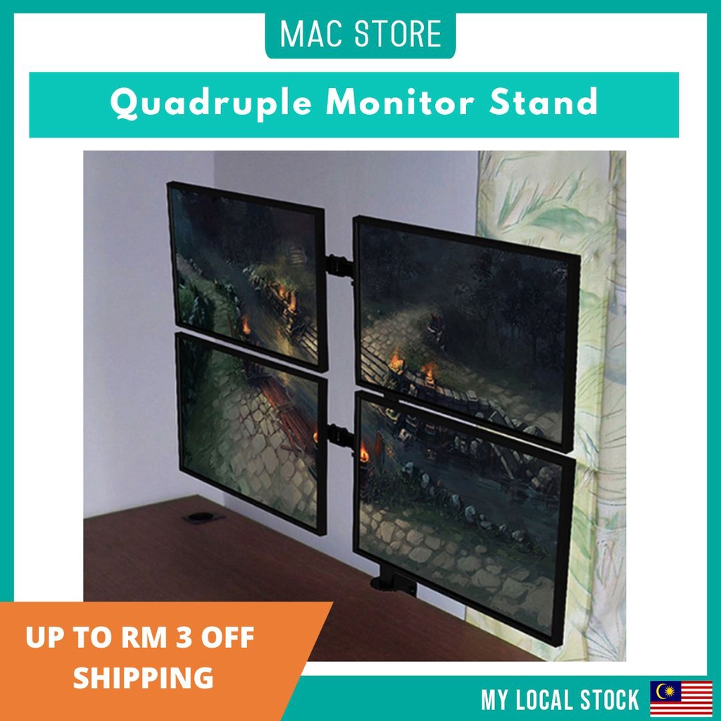 Quadruple Fourple Monitor Stand Arms for 10-27 inch Monitor | Table ...