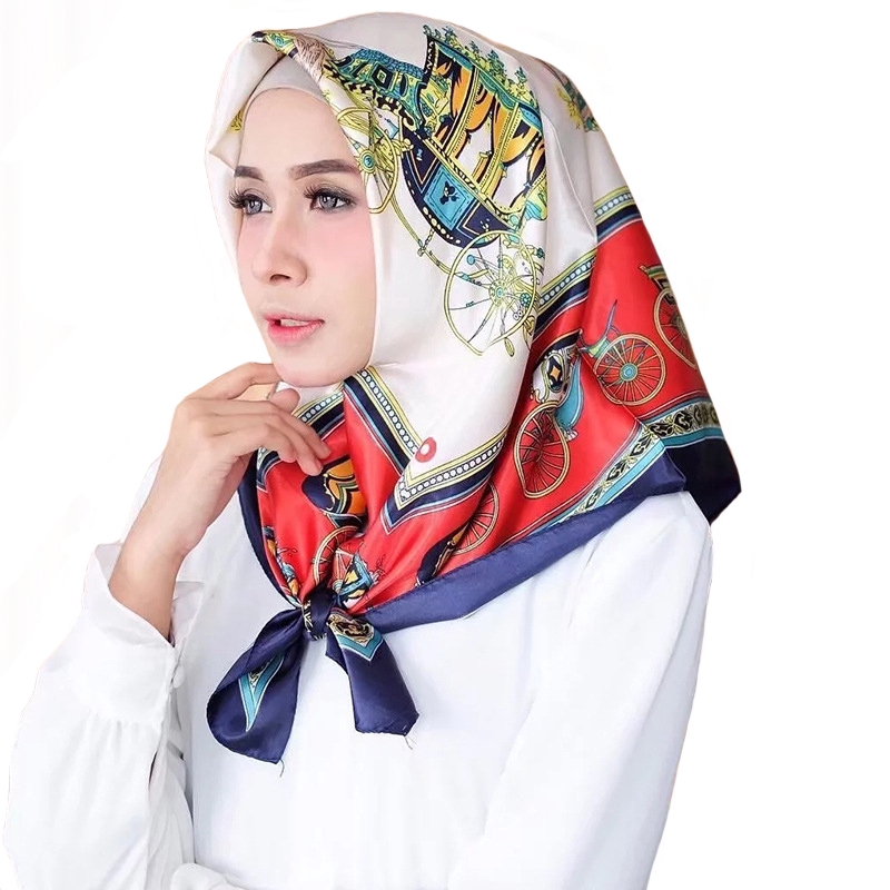 Hijab Cantik Carriage Pattern Printed 90 x 90 cm Tudung Bawal Square ...