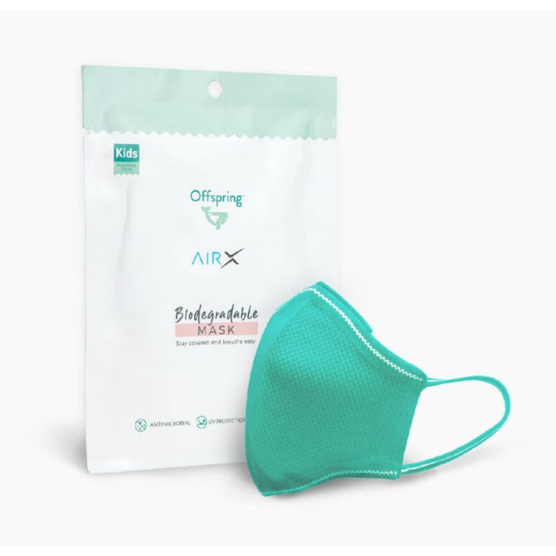Offspring + AirX Biodegradable Mask Kids 1pcs (Emerald Green) | Shopee ...