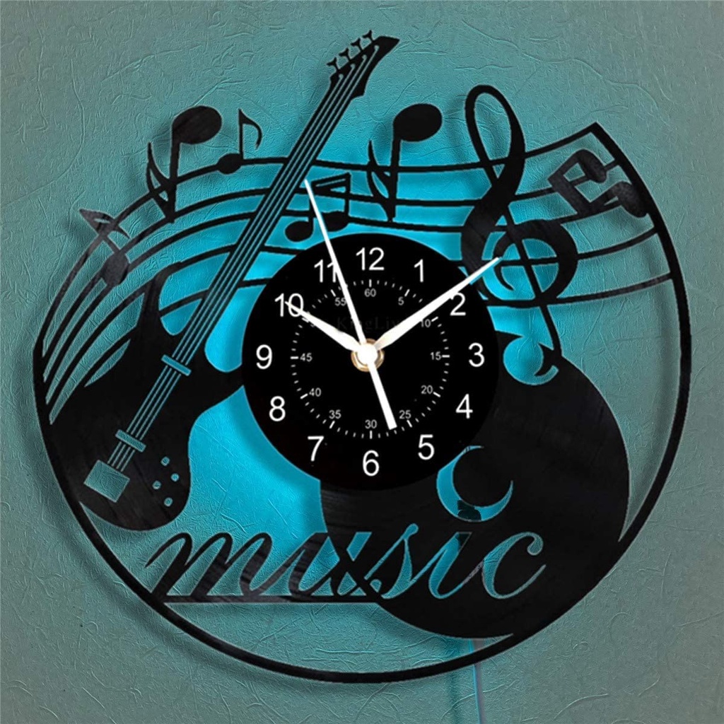 3D Guitar Style Vinyl Record Wall Clock Music Decoration Mute Seven ...
