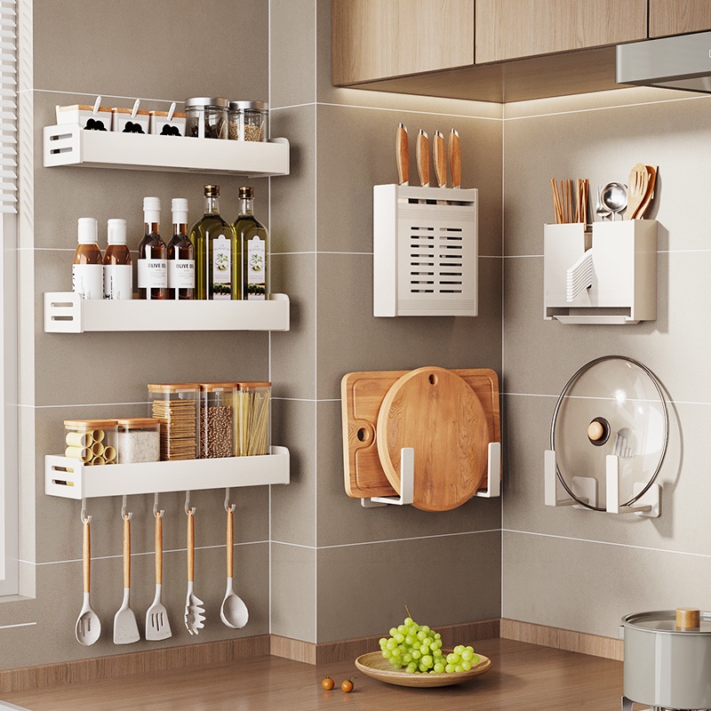White Kitchen Organizer Rack Shelf Spice Storage Rack Kitchen Storage ...