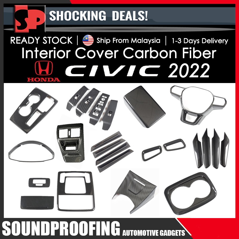 Carbon Fiber Look Interior Door Trim Stickers For Honda Civic 2022 2023 – Scratch Protection