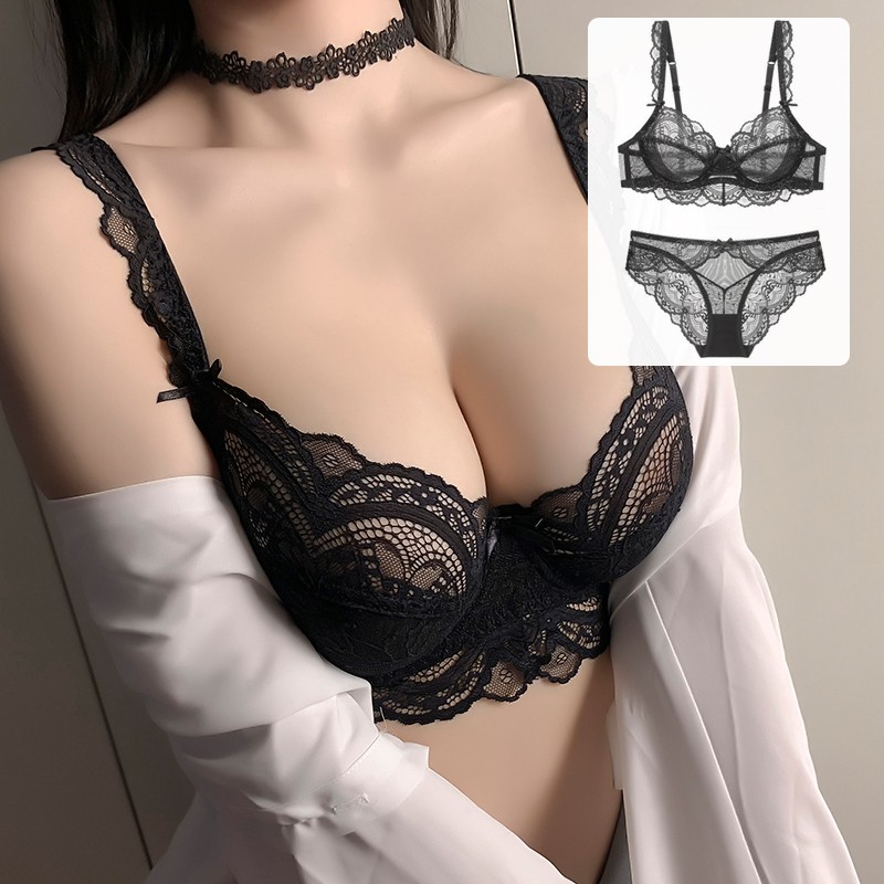 New Sexy Lace Embroidery Push Up Bra Lingerie Set French Ultra