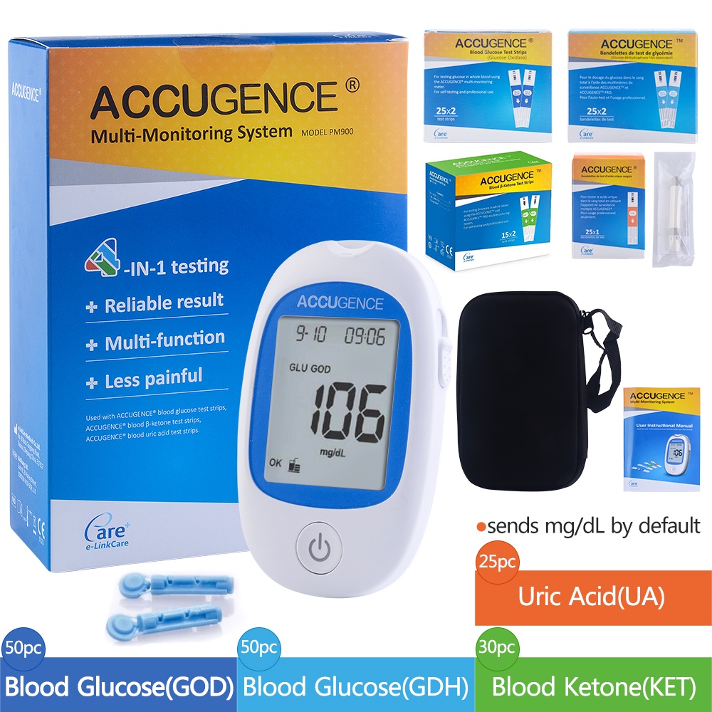 Complete 3in1 Test Kit. Blood Sugar, Blood Ketone, Uric Acid Multi