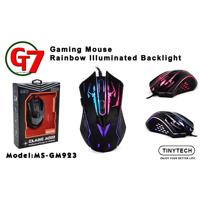 TINYTECH RAINBOW ILLUMINATED BACKLIGHT USB GAMING MOUSE (MS-GM923 ...