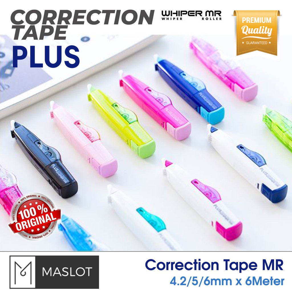 Plus Correction Tape Whiper MR Refillable 4.2mm 5mm 6mm x6Meter 624/625