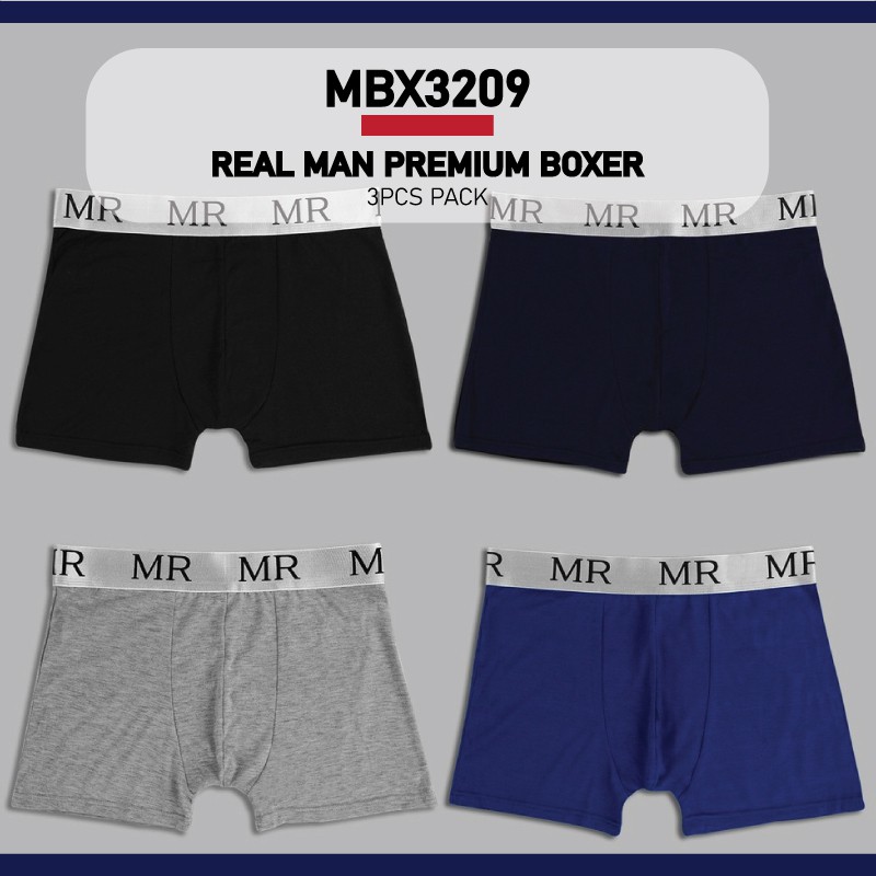 MR REAL MAN Premium Boxer Brief Random Plain Color for Men / Seluar ...