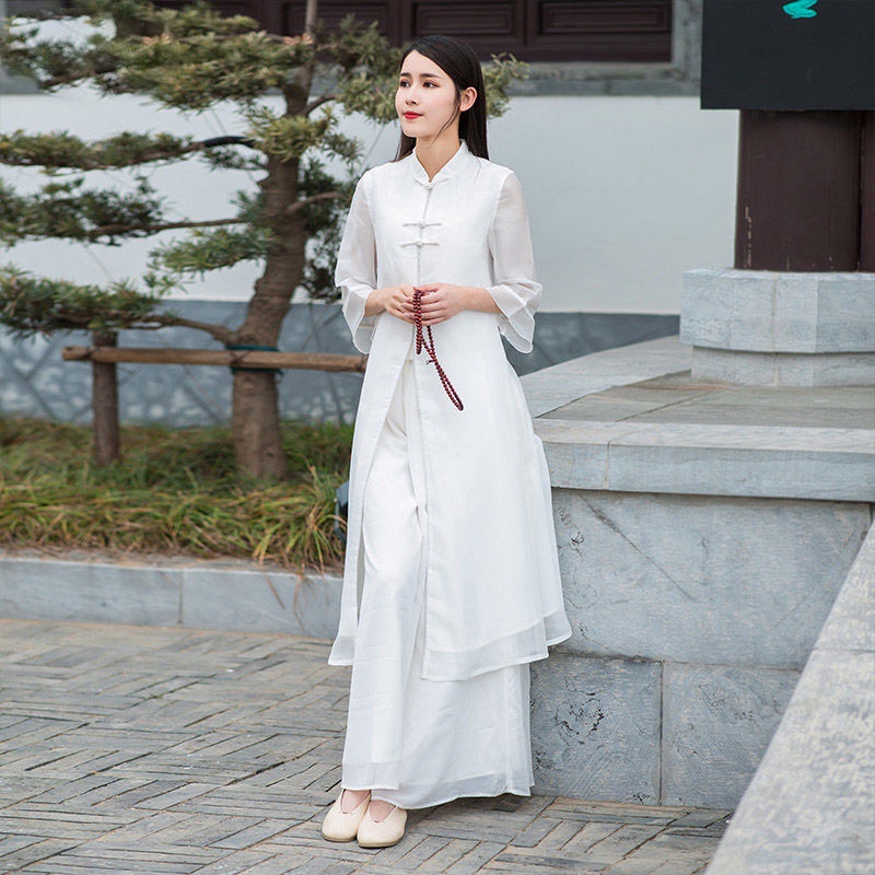 Korean edition fake sen style art top and flare pant two pieces dress for girls main image 1