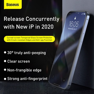 Baseus Screen Guard for Full Screen 9H Hardness Anti-Peeping Anti-Spy  Privacy Screen Glass Protector (0.23mm) Compatible With iPhone X/Xs - Black  - Baseus 