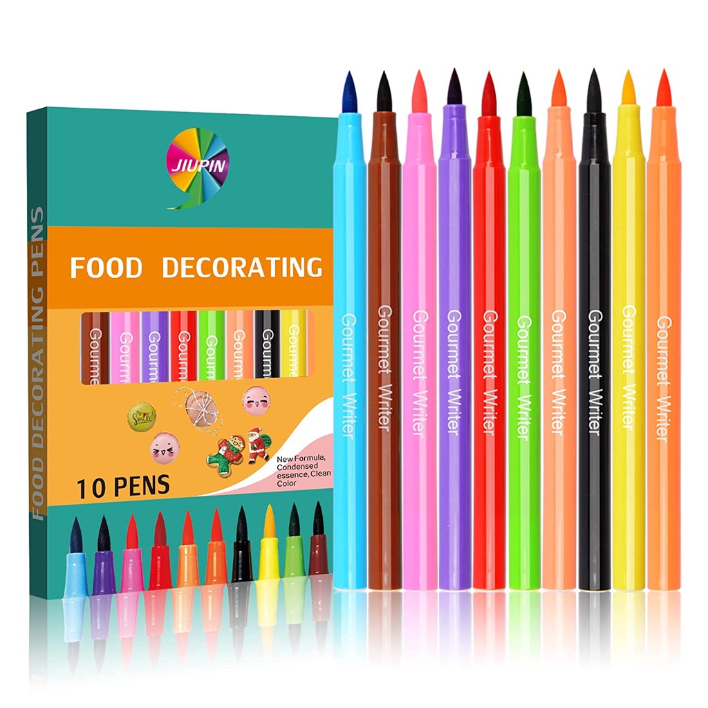 10Colors Edible Pigment Pen Brush Food Coloring Pen for Drawing ...
