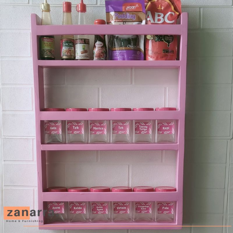 Shabbychic Pink Kitchen Spice Rack, Stacking Model, Free Spice Jars and ...