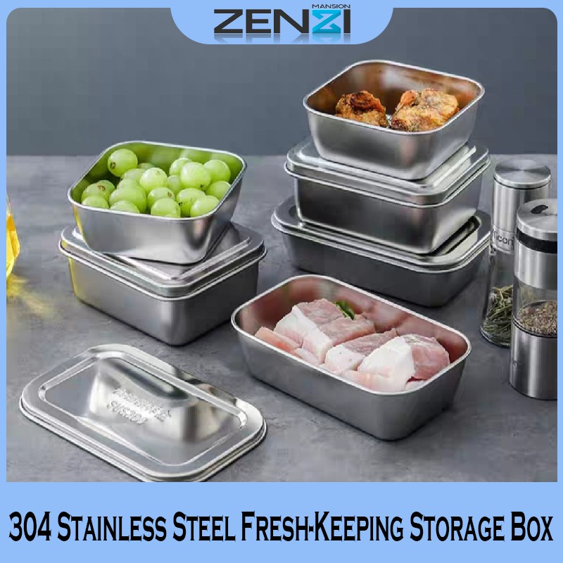 304 Food Grade Stainless Steel Fresh-keeping Storage Box Container