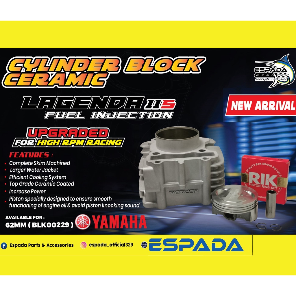 ESPADA LAGENDA 115FI CERAMIC 60MM 62MM 63MM RACING BLOCK KIT | Shopee ...