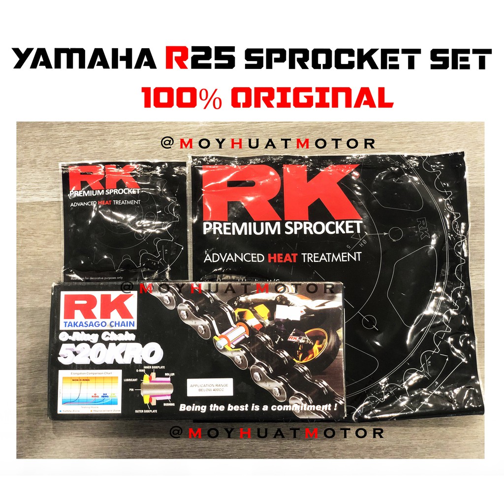 YAMAHA R25 ORIGINAL RK SPROCKET SET / ORING O-RING CHAIN RK TAKASAGO ...