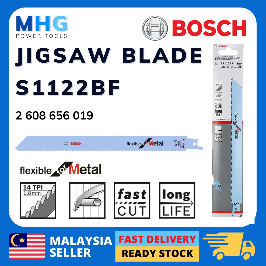 Bosch S1122BF Flexible Sabre Saw Blade for Metal 2608656019 MHG