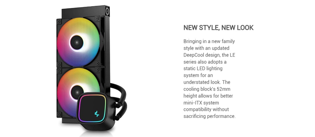 DEEPCOOL LE500 240mm LED AIO Liquid Cooler - Static RGB Effect / 220W ...
