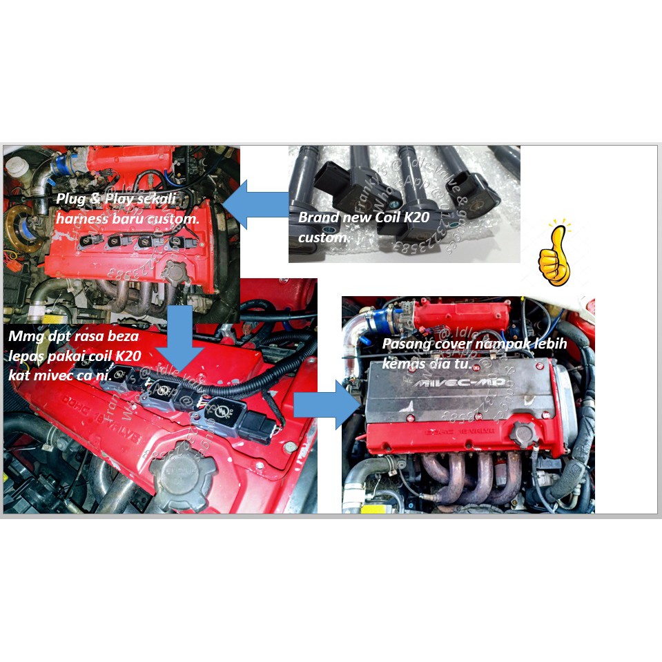 KSeries k20 coil on plug kit TEC for mitsubishi Mivec CA direct pnp with active rpm device