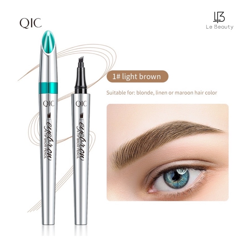 Qic 3d Eyebrow Pencil 4 Micro Fork Tip 36h Lasting Waterproof Eyebrow