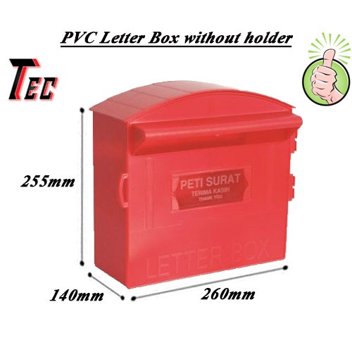 PVC Letter Box without holder (Red colour) Mail Box Peti Surat Rumah ...