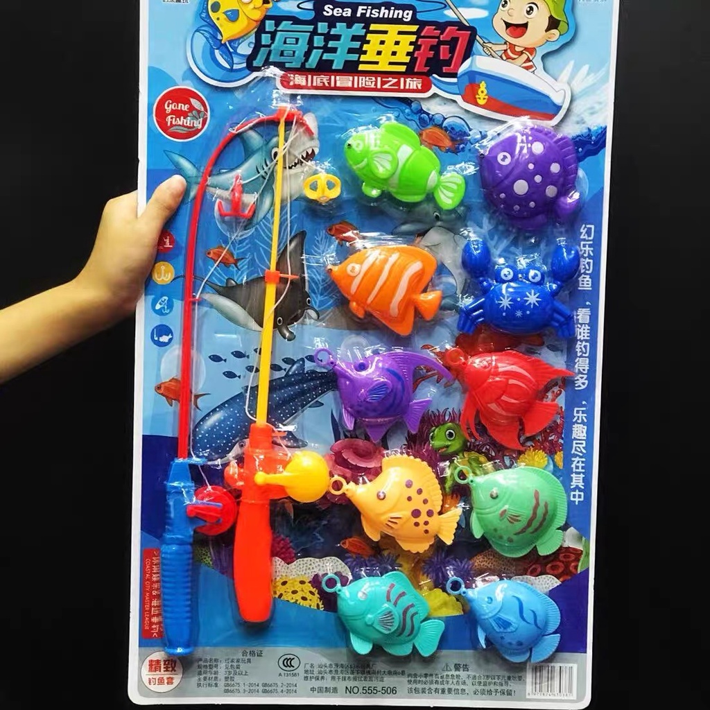 Toy Fishing Game Magnetic Fishing Rod Fish Models Catching Game Kids Bath