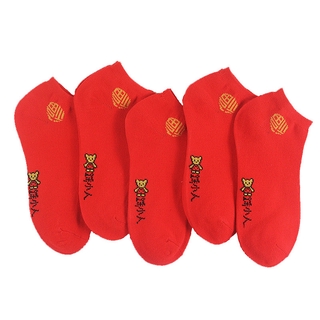 5 Pair Red Men And Women Sock Red New Year Chinese Characters Cotton Socks  Festival Meaning Individual Couple Socks 