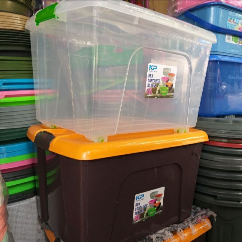 (Contents 2 pcs) 50 Liters Length 50 cm / Clear And Brown Container box ...